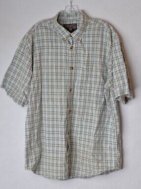 Duluth Trading Co Mens Large Plaid Short Sleeve Button Up Shirt